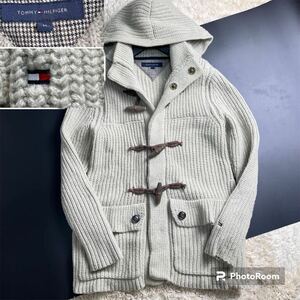 幻の伝説デザイン TOMMY HILFIGER トミーヒルフィガー ダッフルコート ニット カーディガン セーター　ケーブルニット アウター 大きめ