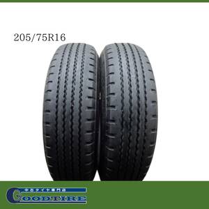 2022年製 夏用2本 205/75R16 113/111LLT 8分山 ヨコハマ LT RADIAL MY817 中古タイヤ トラック エルフ ダイナ キャンター 2トン（4723）