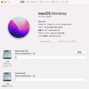 【Mac mini】Late2014 3GHz Core i7 RAM16GB SSD1TB ※改造品