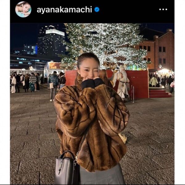 中町綾着用 MOUSSY FAUX FUR STAND COLLAR ジャケット ファージャケット ファーコート