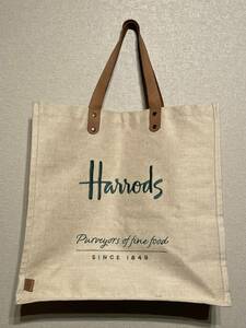 ハロッズ　ショッピングバッグ　トート　ジュート　麻　綿　中古　ｈａｒｒｏｄｓ