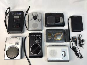 ★まとめ８台★ポータブルカセットレコーダー マイクロカセットテープ ラジオ ●SONY WA-2001 / TCM-400 / M-88 ●aiwa TP-510 / RX480