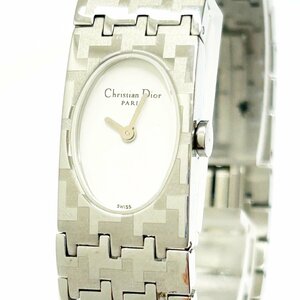 【1円スタート】Christian Dior クリスチャンディオール D70-100 ミスディオール SS ホワイト文字盤 QZ レディース腕時計 ジャンク 244237