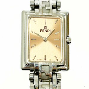 【1円スタート】FENDI フェンディ 710L オロロジ スクエア SS ピンク系文字盤 クオーツ レディース腕時計 244427