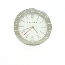 【1円スタート】BVLGARI ブルガリ ABB37WS トラベルクロック ラウンド SS ホワイト文字盤 クオーツ 置き時計 ジャンク 244592_画像1