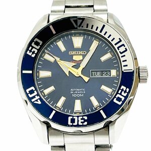 【1円スタート】【箱付き】SEIKO セイコー 4R36-06R0 5スポーツ 裏スケ SS ネイビー文字盤 自動巻き メンズ腕時計 244218