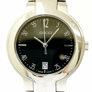 【1円スタート】【箱付き】GUCCI グッチ 8900M ラウンドフェイス SS ブラック文字盤 クオーツ メンズ腕時計 246735