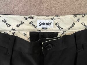 schott ショット　ツータック　チノパンツ　黒　Ｌ パンツ