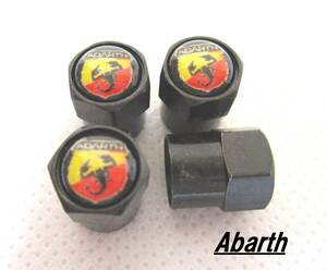 【新品・即決】アバルト ABARTH エアバルブ 黒 キャップ ４個セット ホイール タイヤ