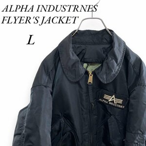 １スタ ALPHA INDUSTRNES Lアメリカ古着 USA製 CWU45/P フライトジャケット ブラック 刺繍ワッペン　D10 メンズ