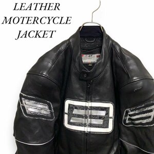 １スタ　IISHIFT XL アメリカ古着　バイク　モーターサイクル　レザージャケット　ブラック　E２-21 メンズ