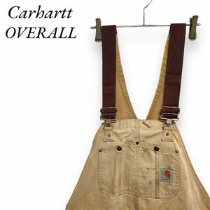 1スタ　カーハート　アメリカ古着　中綿　キルティング　ダック地　オーバーオール　ベージュ　ワーク　作業着　Carhartt メンズ