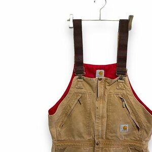 １スタ　カーハート w36 アメリカ古着 USA製　中綿 キルティング ダック地 オーバーオール ベージュ Carhartt 作業着　ワーク　26 メンズ