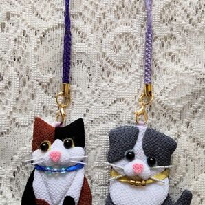 [ハンドメイド]ねこちゃんストラップ２個セット