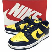 【美品】NIKE DUNK LOW RETRO ナイキ ダンク ロー レトロ ミシガン メンズ スニーカー 26㎝ 黄色 紺 ローカット シューズ DD1391 700 正規_画像1