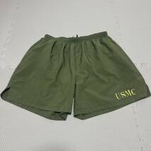 OKINAWA 米軍実物 USMC MARIEN TRUNKS SOFFE MADE IN USA トレーニングウェア パンツOD MEDIUM [NO.A0015]_画像1