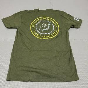 ☆未使用☆ OKINAWA 米軍 放出品 UNIVERSITY OF MARYLAND Tシャツ トレーニング ランニング ミリタリー 半袖 OD MEDIUM [NO.A0038]