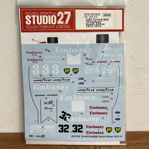 スタジオ27　エブロ　1/20　ティレル　004　Ｅｍｂａｓｓｙ　Sｏｕｔｈ　アフリカ　1973-1974　デカール