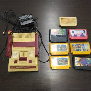 23815 テレビゲーム 任天堂 ファミコン 本体 アダプター付 ファミコンソフト カセット 6点付 出品時動作未確認 中古品 現状品 個人保管品