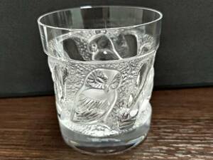 #23168 ★美品箱無し☆ LALIQUE ラリック HULOTTE ユロット 梟 フクロウ ふくろう ロックグラス タンブラー オールドファッション