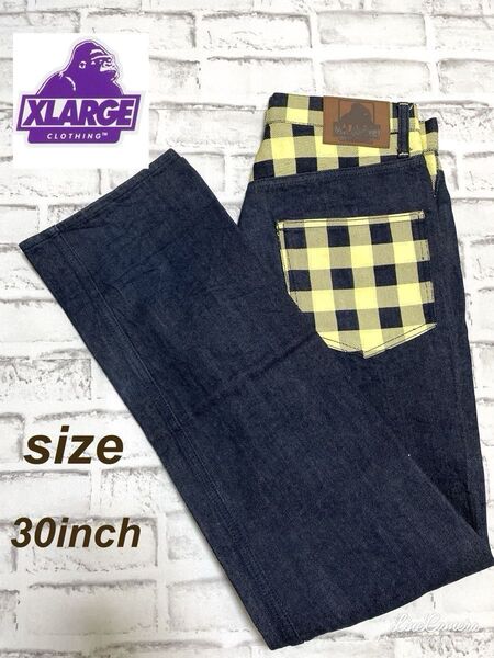 【即日発送】 美品 xlarge エクストララージ デニム ジーンズ 30inch size M 【値下げ不可】