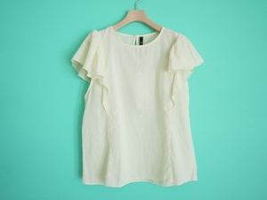  cat pohs 290 jpy [ regular price 4590 jpy ]ZARA cotton linen frill sleeve blouse XS yellow oth0 Zara 