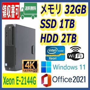 ★4K出力★超高速 XEON搭載 i7-8700上位/新品SSD1TB+大容量HDD2TB/大容量32GBメモリ/Wi-Fi(無線)/USB3.0/Windows 11/MS Office 2021★