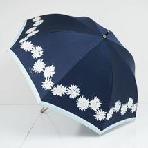 傘 LANVIN en Bleu ランバンオンブルー USED美品 フラワー ネイビー 耐風 ジャンプ 60cm KR A0290_画像1