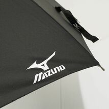 傘 MIZUNO ミズノ USED美品 ワンポイントロゴ シンプル ブラック 紳士傘 耐風 グラス骨 ジャンプ 超大判 70cm KR A0302_画像3