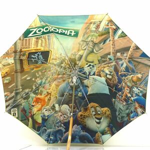 傘 Disney store ズートピア ディズニー USED美品 晴雨兼用 二重張り Zootopia ニック ジュディ イラスト ジャンプ グラス骨 60cm S A0313