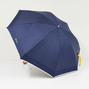 日傘 Polo Ralph Lauren ポロラルフローレン USED美品 晴雨兼用 ボーダー ネイビー UV 遮光 55cm KR A0314