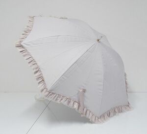 日傘 LANVIN en Bleu ランバンオンブルー 晴雨兼用日傘 USED美品 フリル 遮光 遮熱 UV グラス骨 50cm C S0280