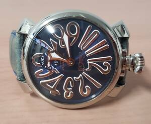 14361【最終出品】ガガミラノ　手巻き　腕時計　メンズ　マヌアーレ　裏スケ　N.2650　動作品　簡易梱包で発送