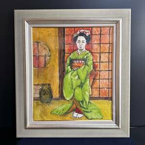 Art hand Auction [KJ638] Kazutaka Uno Maiko-san Oil painting, female painting, oil painting, framed, front acrylic, female painting, portrait painting, painting, fine art, interior, Painting, Oil painting, Portraits