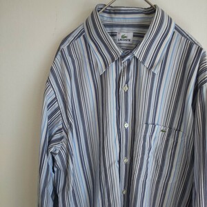 [ бесплатная доставка ]LACOSTEl Lacoste рубашка с длинным рукавом мужской 44 размер (XL размер соответствует ) полоса рисунок 