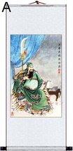 美品 ★開運掛軸 年中用 掛け軸 三国志 関羽 絹布の巻物画 関公 財神 武神 仏像 神像 三国演義 関雲長 関帝 中国伝統美術品_画像1