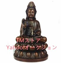 極美品 ★仏教美術 精密彫刻 仏像 観音菩薩座像 銅製 家庭での供養用高さ40cm_画像1