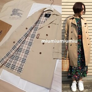 最終価格●本物上質●バーバリーロンドン BURBERRY LONDON ノバチェック トレンチコート バーバリー ベルト S M ロング ハニー ベージュの画像1