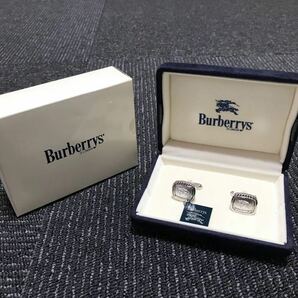 未使用品【バーバリー】本物 Burberrys カフス ロゴモチーフ カフリンクス カフスボタン 金属素材 男性用 メンズ 日本製 箱付き 送料520円の画像1