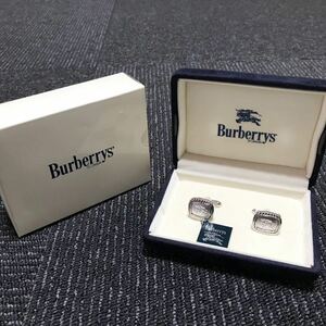 未使用品【バーバリー】本物 Burberrys カフス ロゴモチーフ カフリンクス カフスボタン 金属素材 男性用 メンズ 日本製 箱付き 送料520円