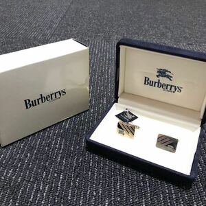 未使用品【バーバリー】本物 Burberrys カフス ロゴモチーフ シルバー925 カフリンクス カフスボタン 男性用 メンズ 日本製 箱付 送料520円