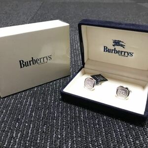 未使用品【バーバリー】本物 Burberrys カフス ロゴモチーフ シルバー925 カフリンクス カフスボタン 男性用 メンズ 日本製 箱付 送料520円