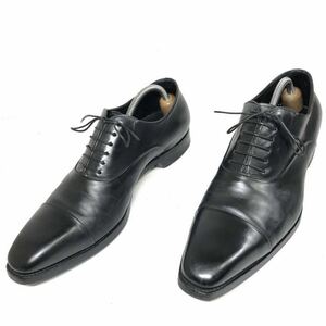 【サントーニ】本物 Santoni 靴 26.5cm ストレートチップ ビジネスシューズ 内羽根式 グッドイヤー Good year 本革 レザー メンズ 7 1/2 F