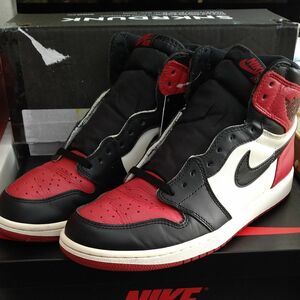 Nike Air Jordan 1 Retro High OG Bred Toe　ナイキ　エアジョーダン1　ブレッドトゥ　黒タグ