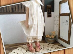 ＊革＊スカラップお花飾り＊ブーティ＊ナチュラル&フレンチローズ＊ブーツ靴＊栃木レザー＊outfit＊Doll Shoes＊ブライス/ピュアニーモS＊