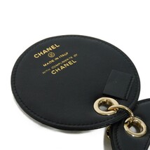 CHANEL シャネル ラウンド ネームタグ CCマーク ストラップ 28番台 マトラッセ ココマーク ラムスキン ブラック キーホルダー_画像8