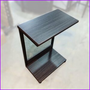 ◆メーカー不明◆サイドテーブル ブラック×ダークブラウン 27×48×67 中古