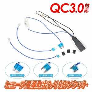 ★1円～ ヒューズ電源取り出し ヒューズボックス 電源 ヒューズ ケーブル 15A QC3.0 スマホ 充電ケーブル パーツ qc30usbline