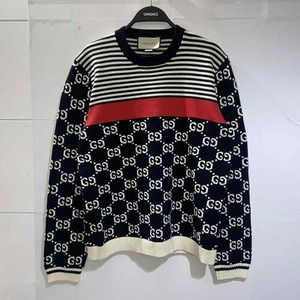 GUCCI GG JACQUARD BORDER KNIT Size-XL 496458-X9107 Gucci Jaguar do окантовка вязаный свитер 