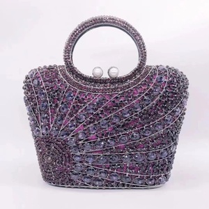  clutch bag rhinestone flower purple . equipment, Japanese clothes OK